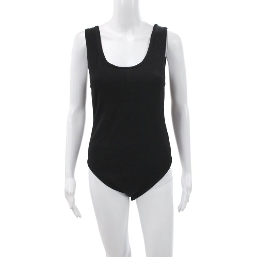 Sally LaPointe Women Black Sleeveless Scoop Neck Bodysuit Size L